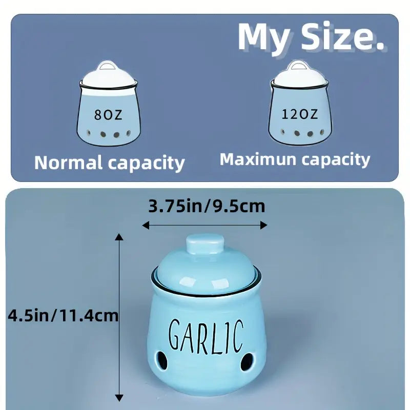 Ceramic Garlic Keeper with Vent Holes and Lid